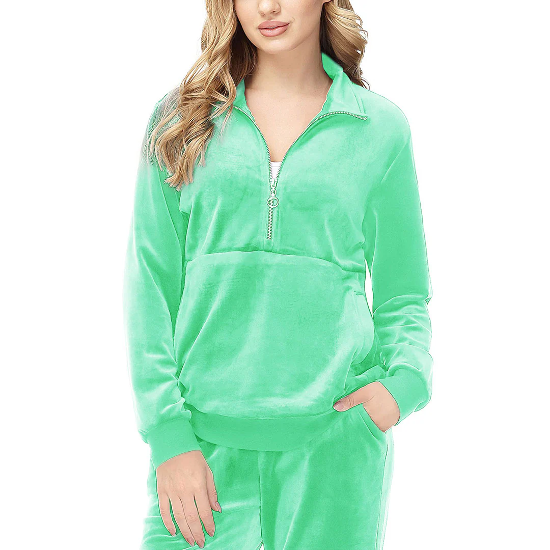 Women's Half Zip Velour Pullovers
