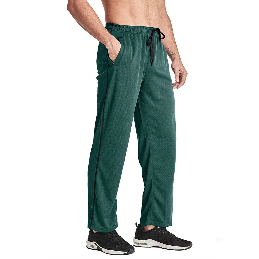 Men's Casual Open Bottom Mesh Sweatpants with Pockets