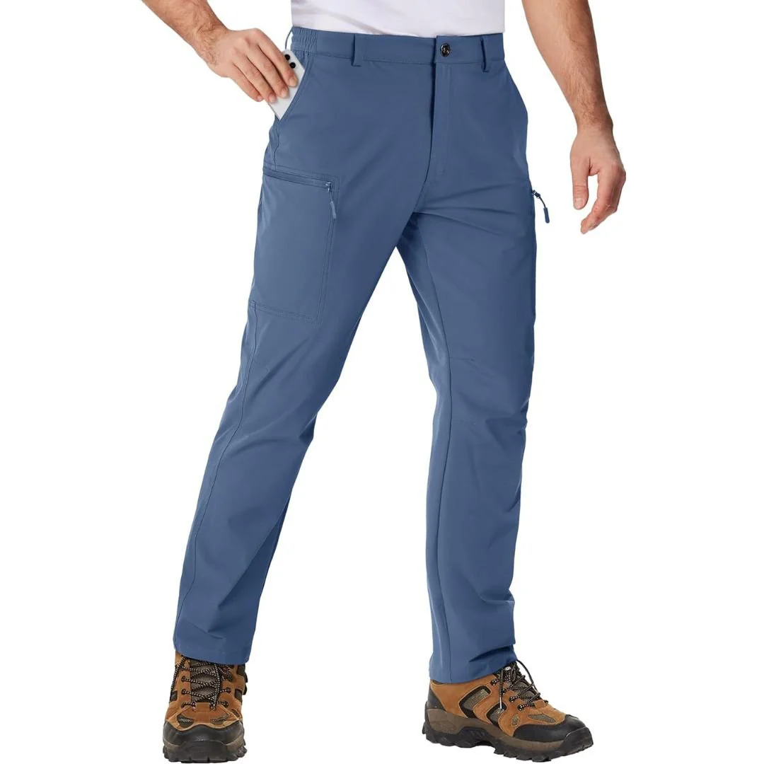Men's Hiking Water Resistant Ripstop Pants Lightweight Quick Dry with 6 Pockets