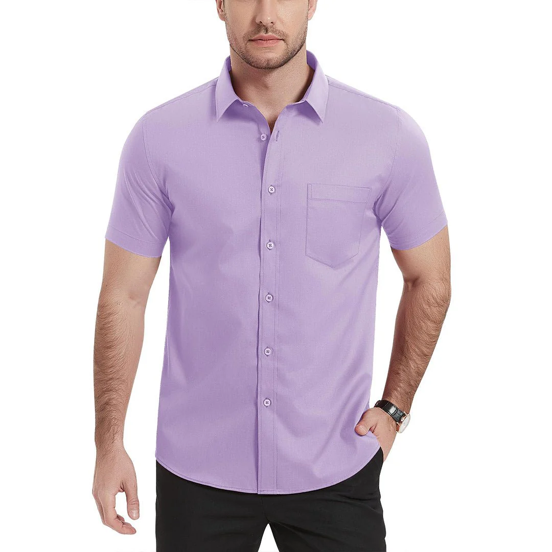 Men's Summer Casual Regular Fit Button Down Short Sleeve T-shirt