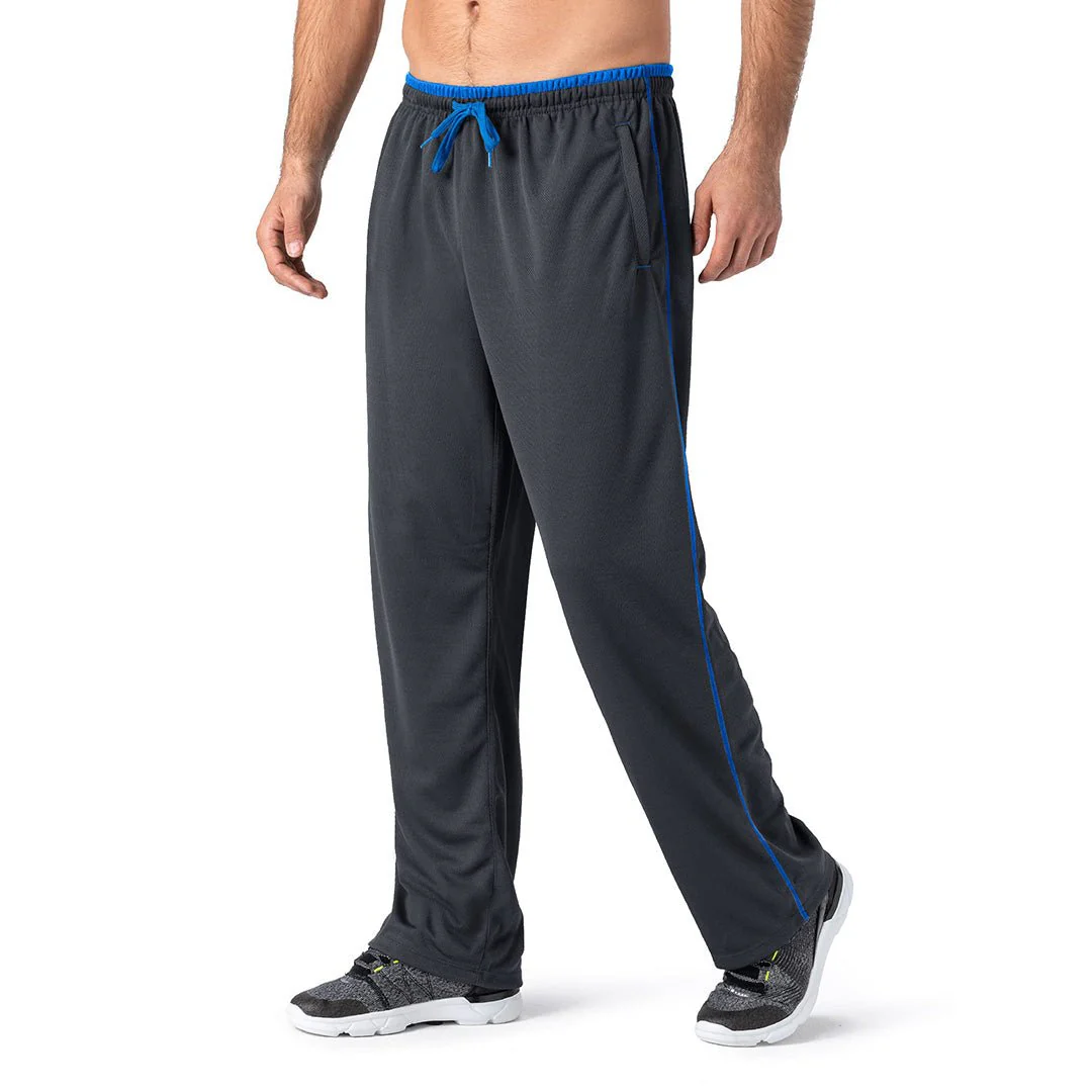 Men's Casual Open Bottom Mesh Sweatpants with Pockets