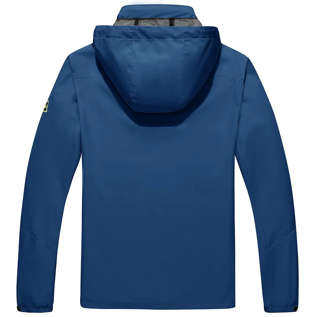 Men's Lightweight Waterproof Windproof Outdoor Hiking Jacket with Zipped Pockets
