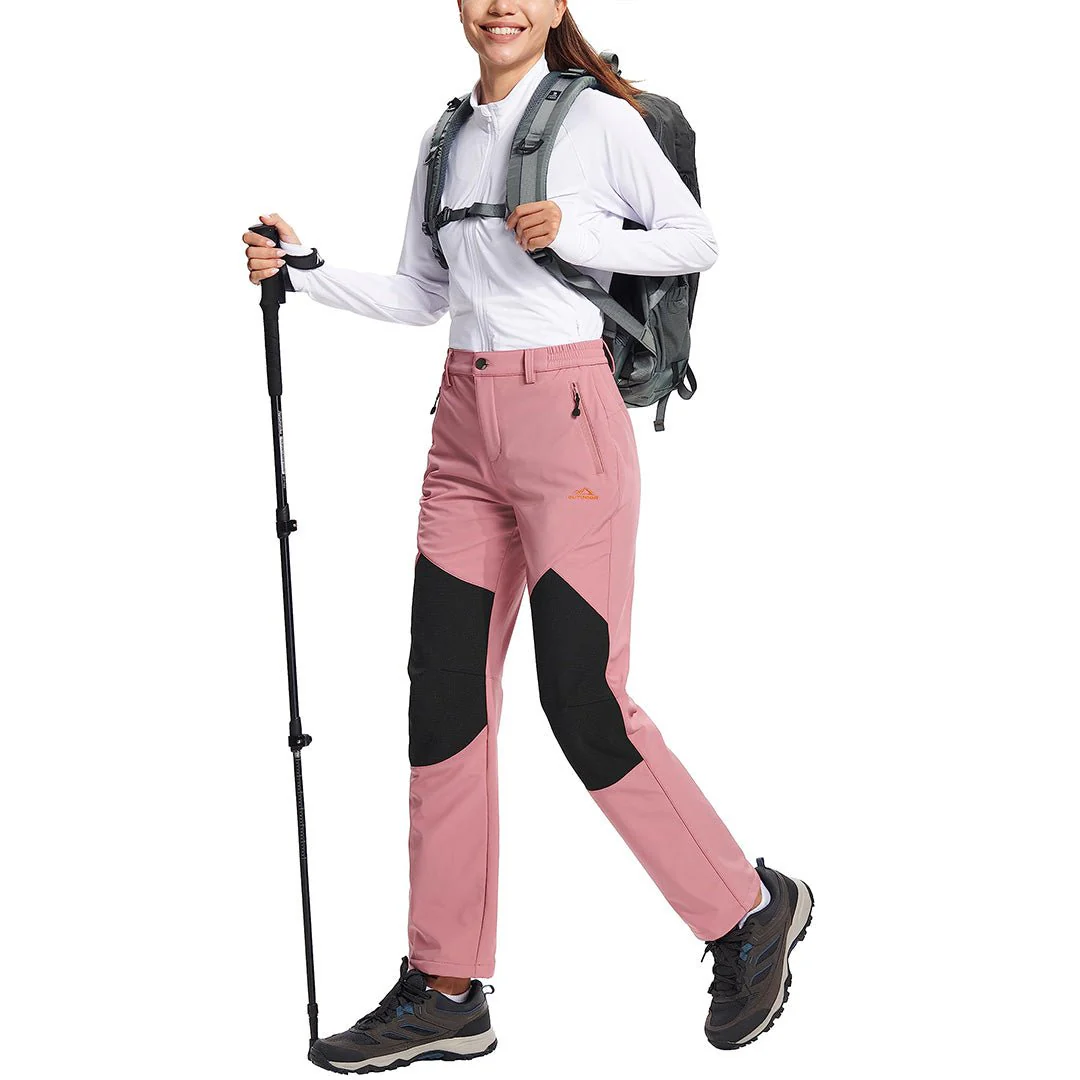 Women's Outdoor Windproof Fleece Lined Hiking Softshell Pants