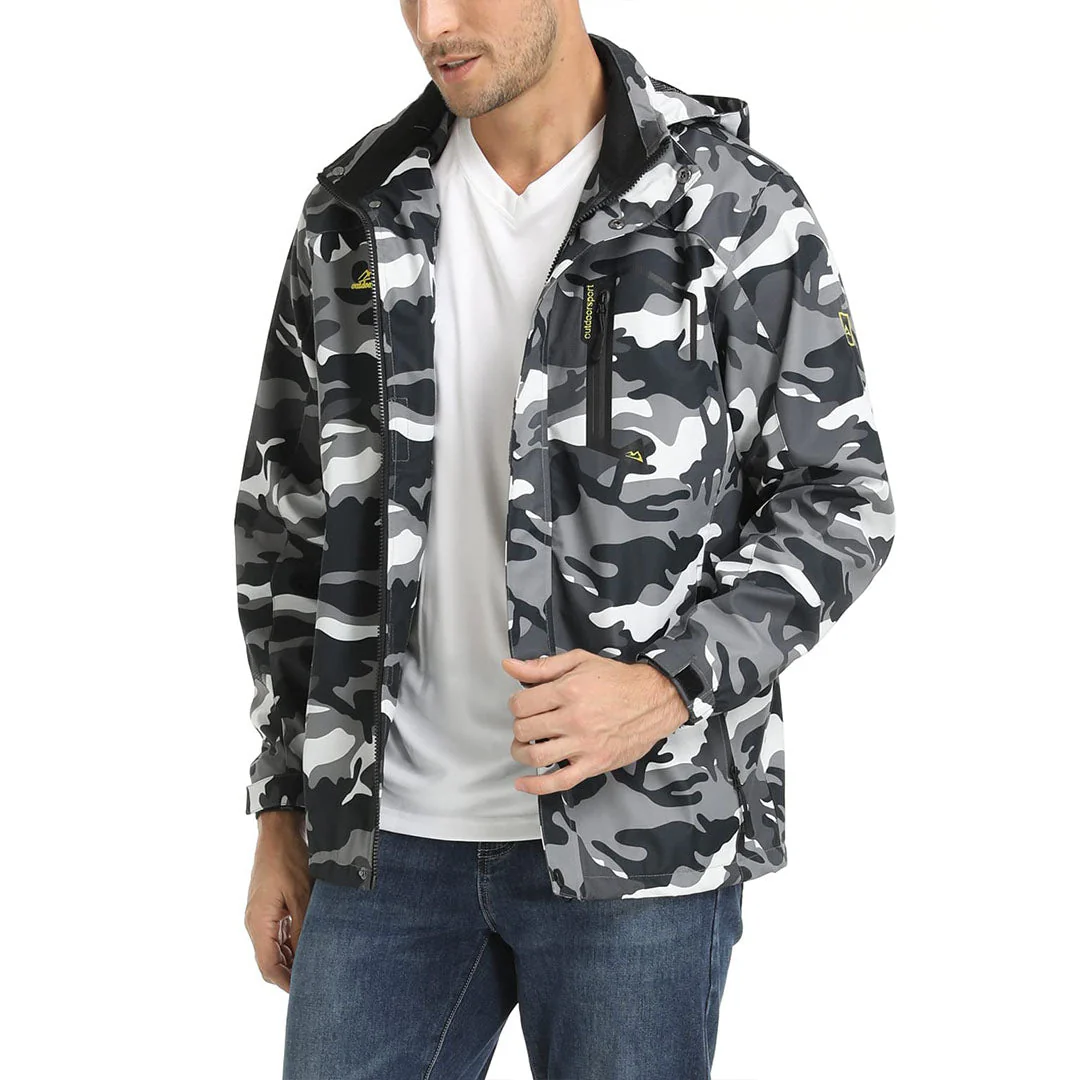 Men's Lightweight Waterproof Windproof Outdoor Hiking Jacket with Zipped Pockets