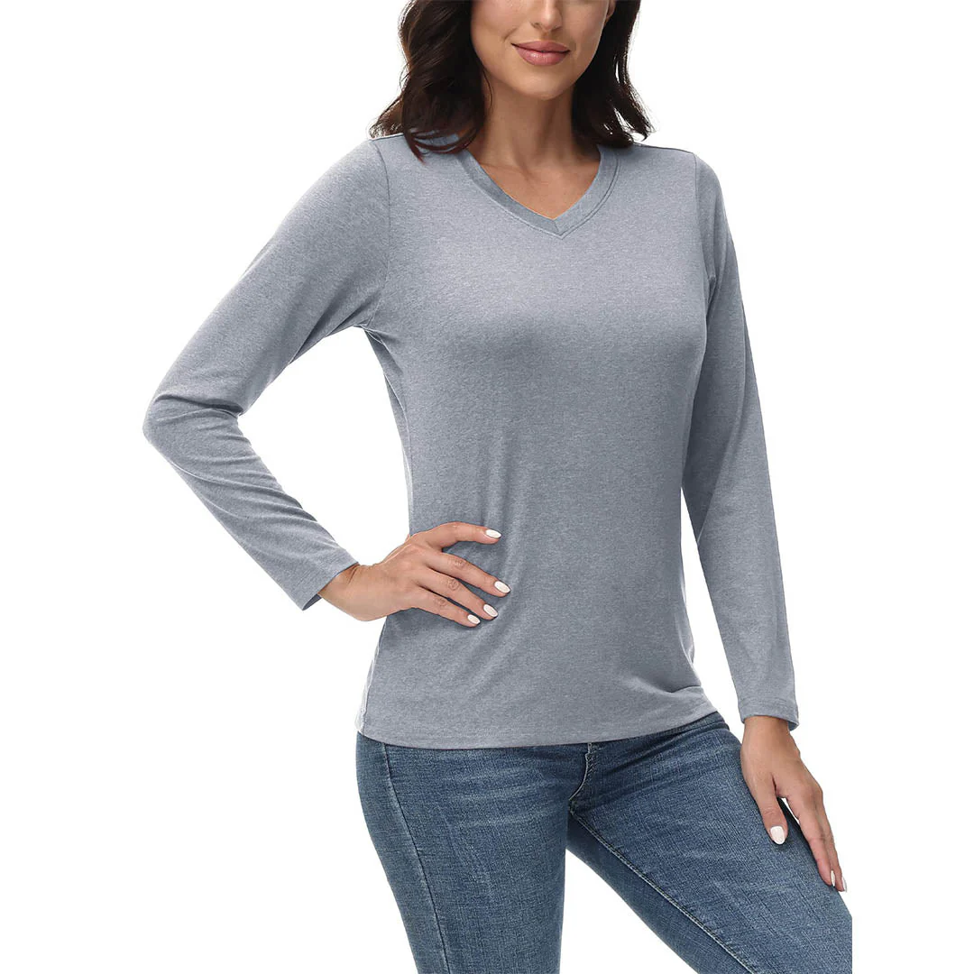Women's V-Neck Sun Shirts UPF 50+ Long Sleeve T-Shirts