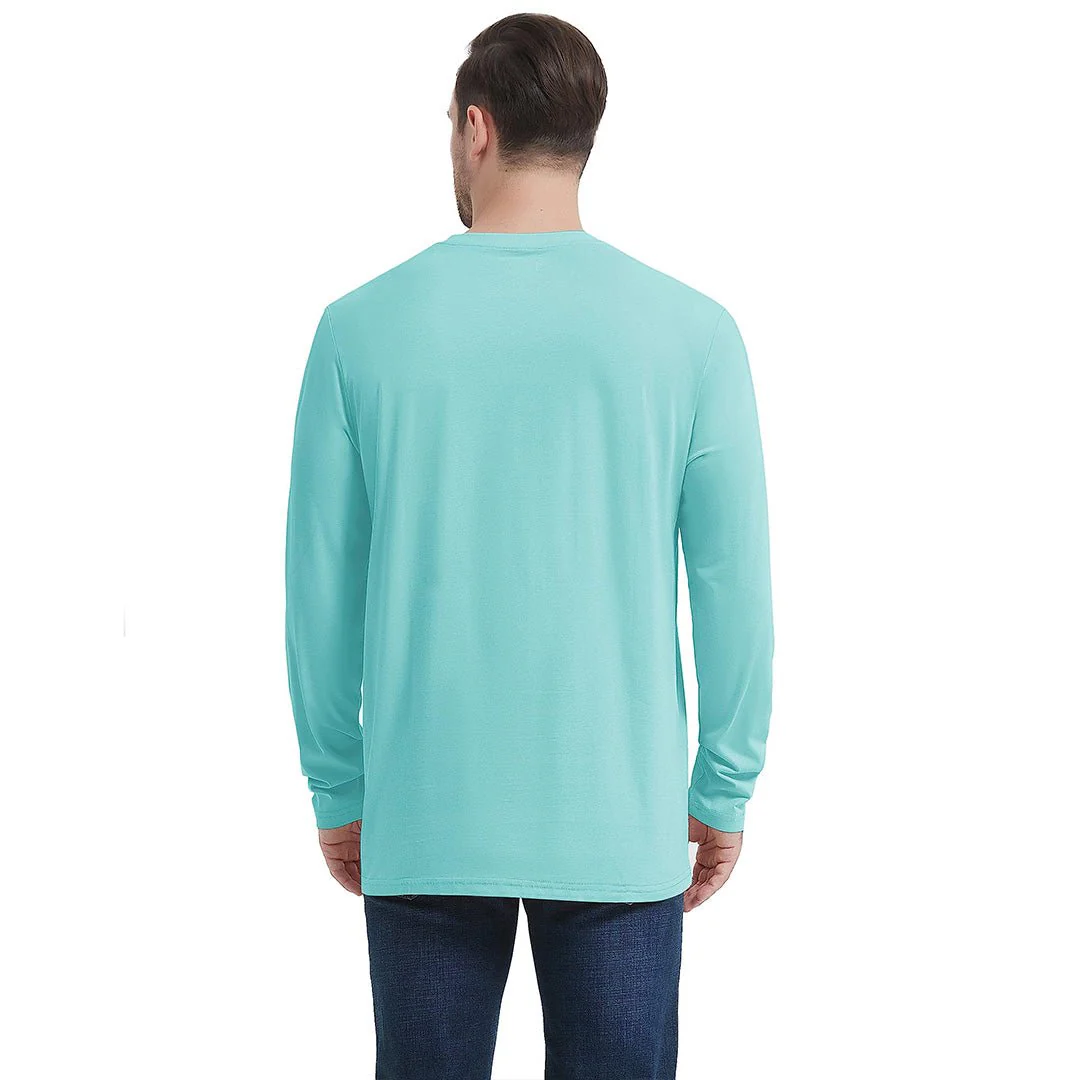 Men's Cotton Solid Color Classic Casual Long Sleeve T-shirt