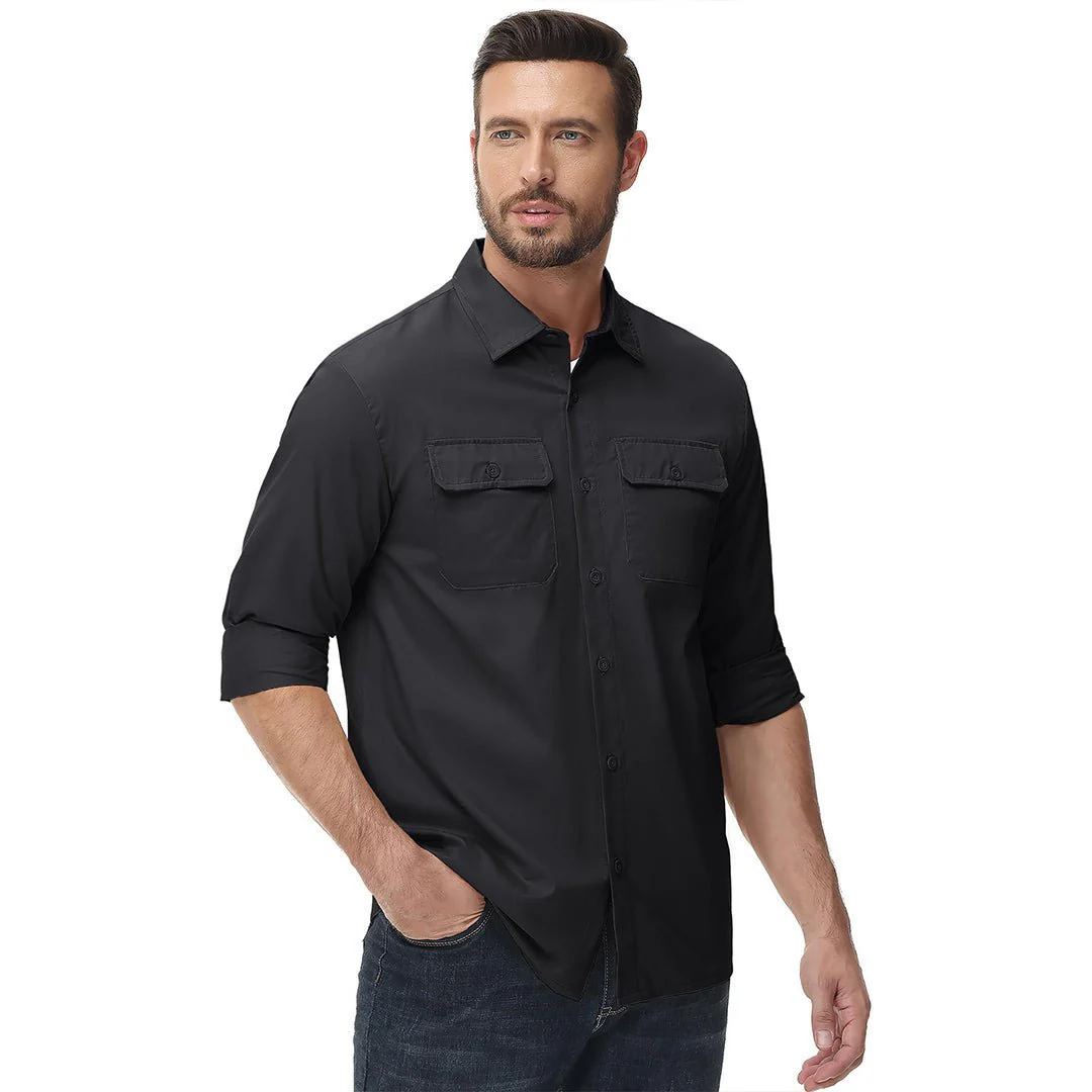 Men's Cotton Casual Button-Up Long Sleeve Shirts