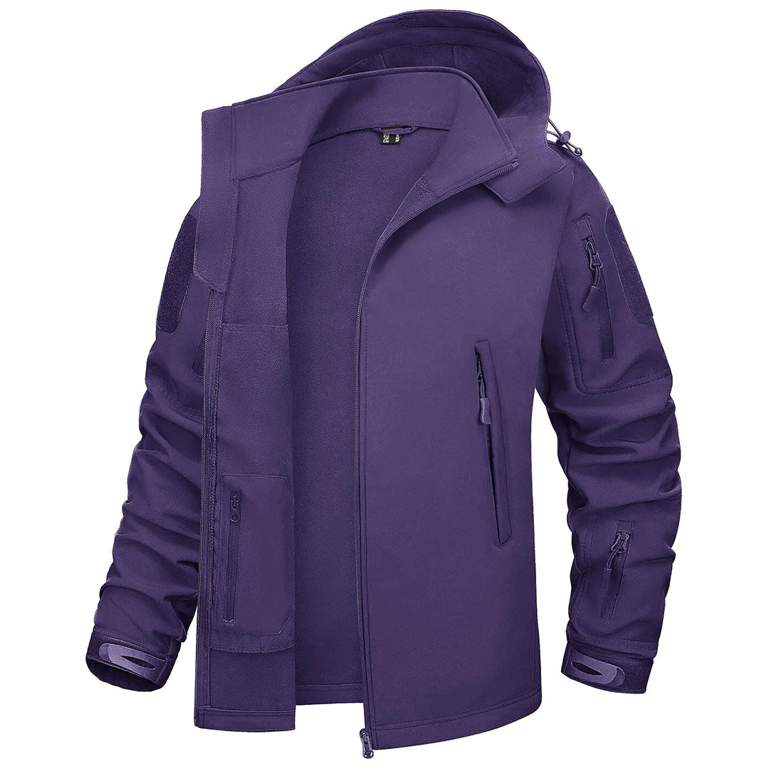 Women's Waterproof Softshell Jacket Hooded Fleece Windbreaker Coat