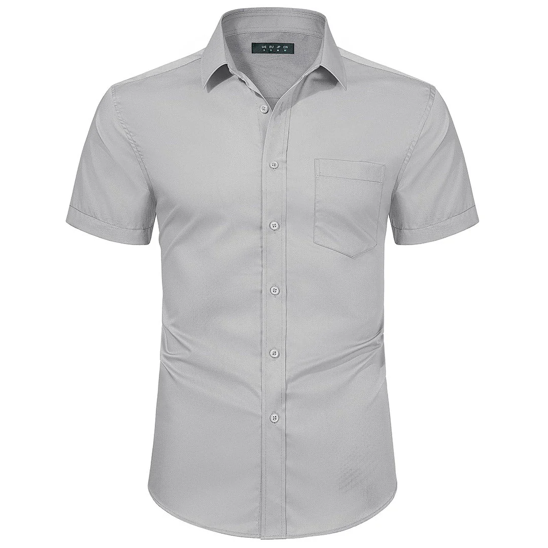 Men's Summer Casual Regular Fit Button Down Short Sleeve T-shirt