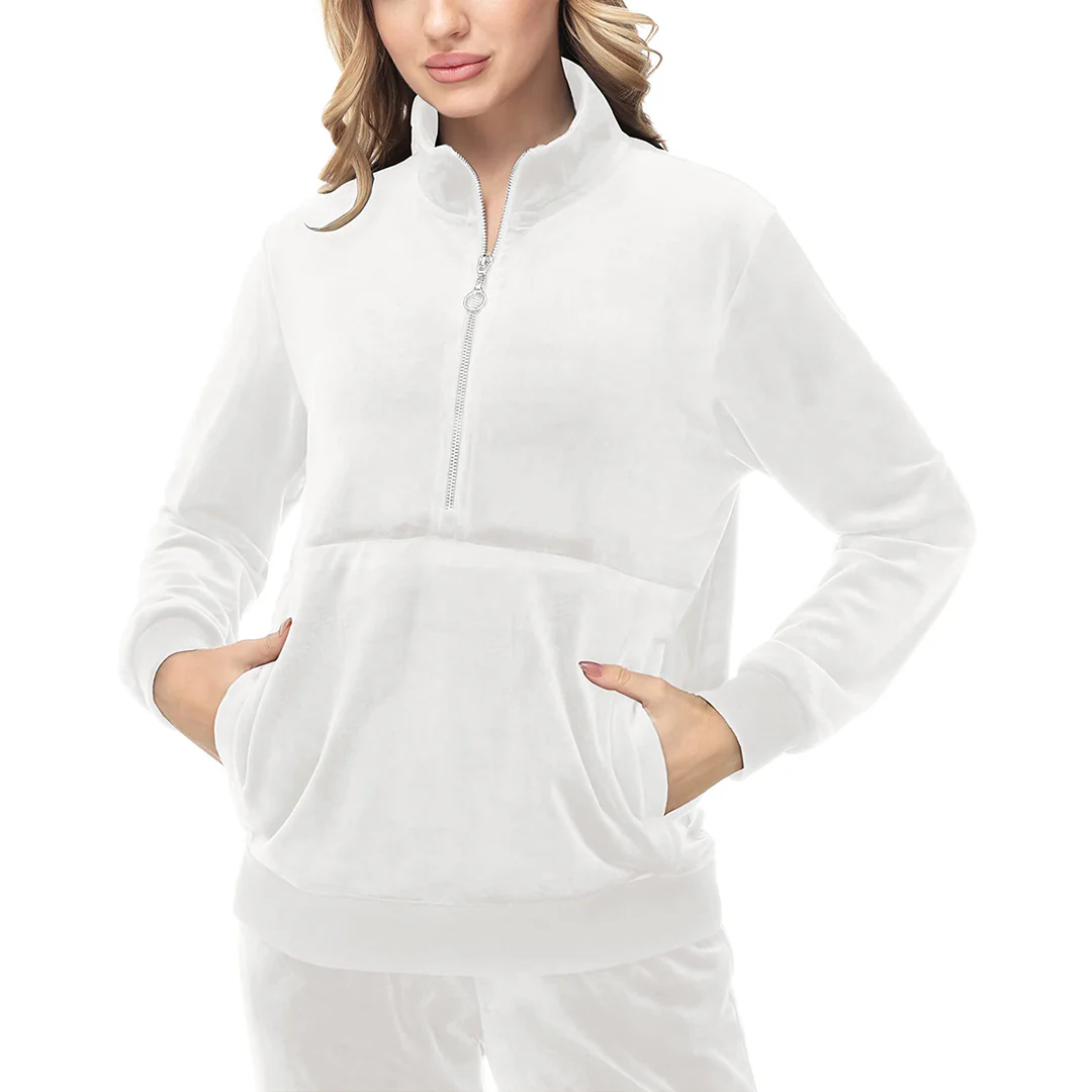 Women's Half Zip Velour Pullovers