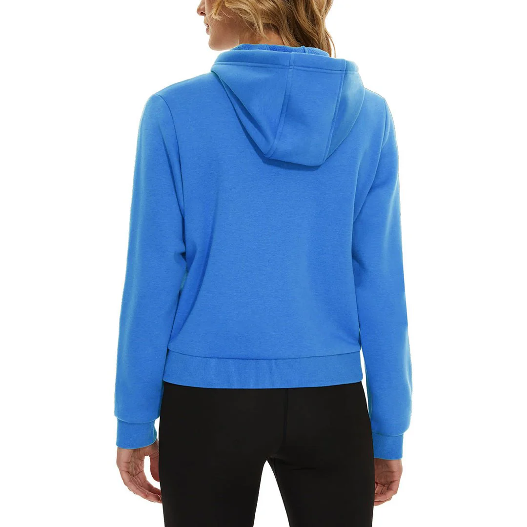Women's Fleece Lined Full Zip Crop Tops Hoodies