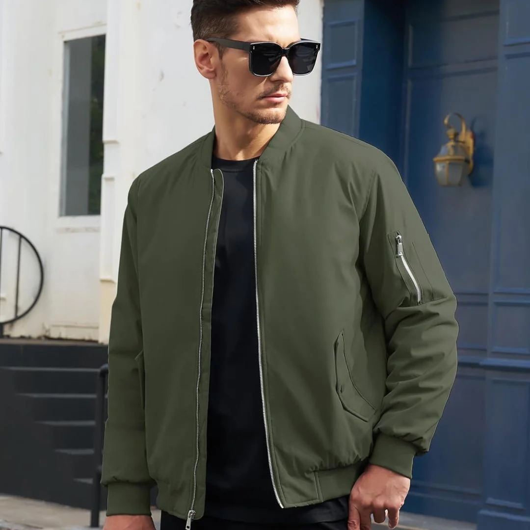 Men's Bomber Jacket Windbreaker Thermal Warm Winter Padded Coats