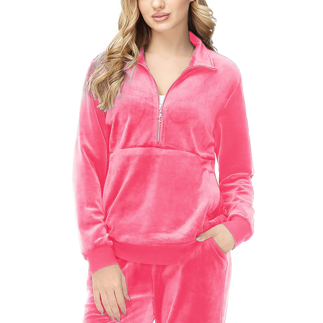 Women's Half Zip Velour Pullovers