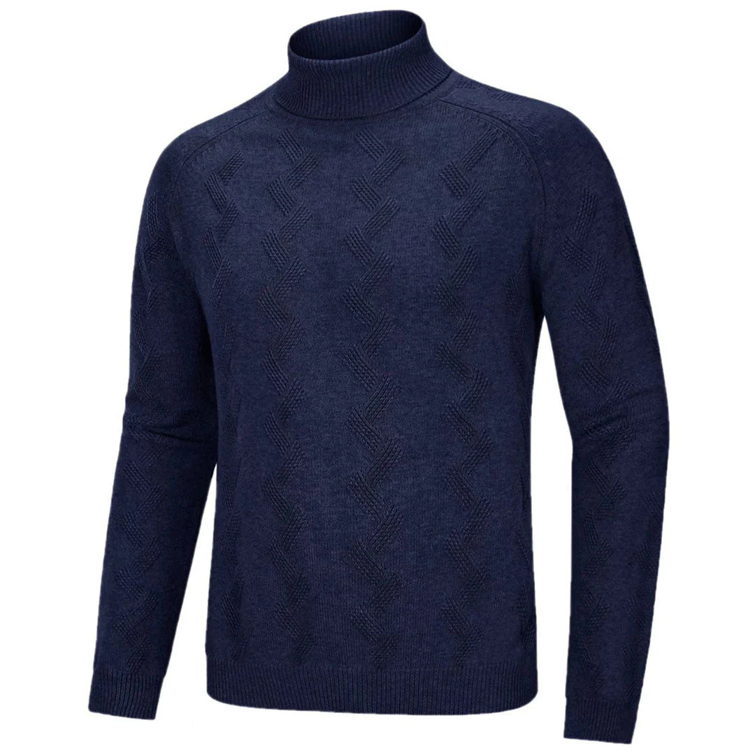 Men's Cotton Sweaters Long Sleeves Pullover Knitted Turtleneck