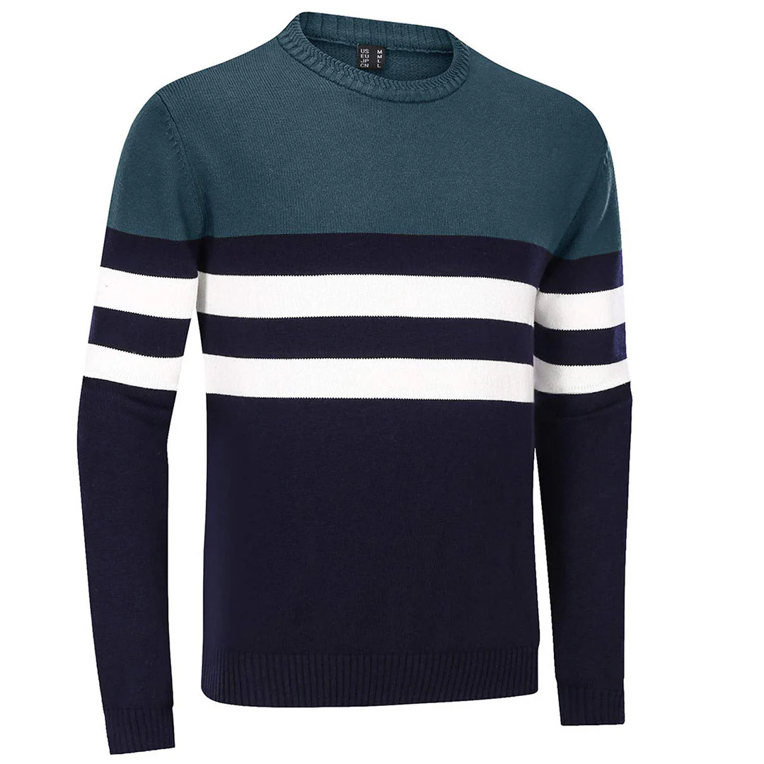 Men's Sweater Crewneck Classic Pullover Striped