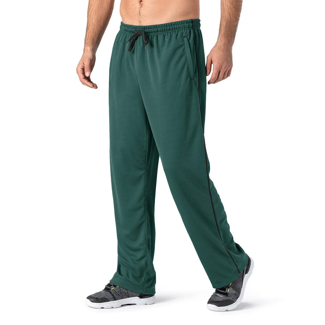 Men's Casual Open Bottom Mesh Sweatpants with Pockets