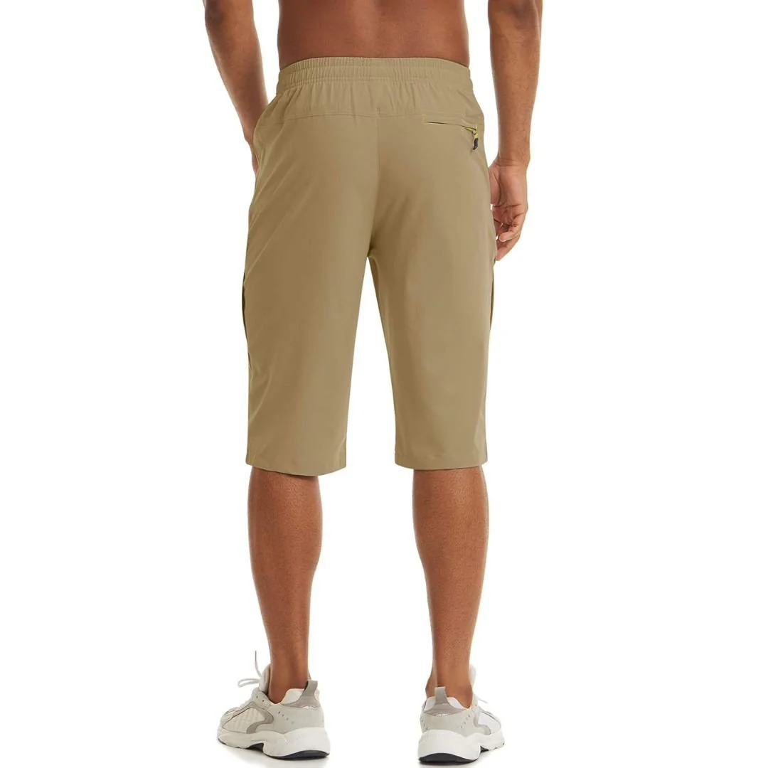 Men's Quick Dry 3/4 Capri Zipper Pockets Long Shorts