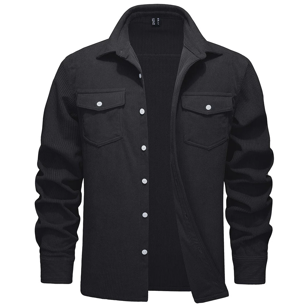 Men's Casual Shacket Lightweight Corduroy Shirt Jacket