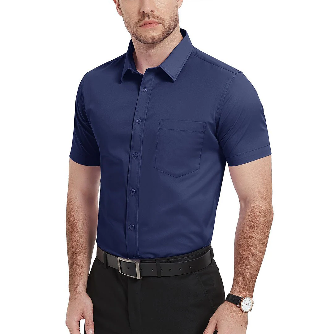 Men's Summer Casual Regular Fit Button Down Short Sleeve T-shirt