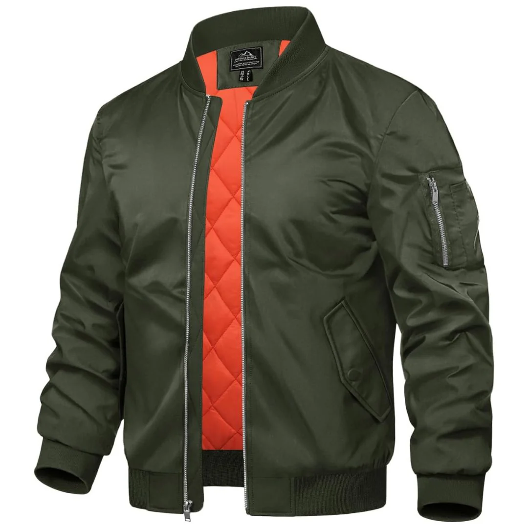 Men's Bomber Jacket Windbreaker Thermal Warm Winter Padded Coats
