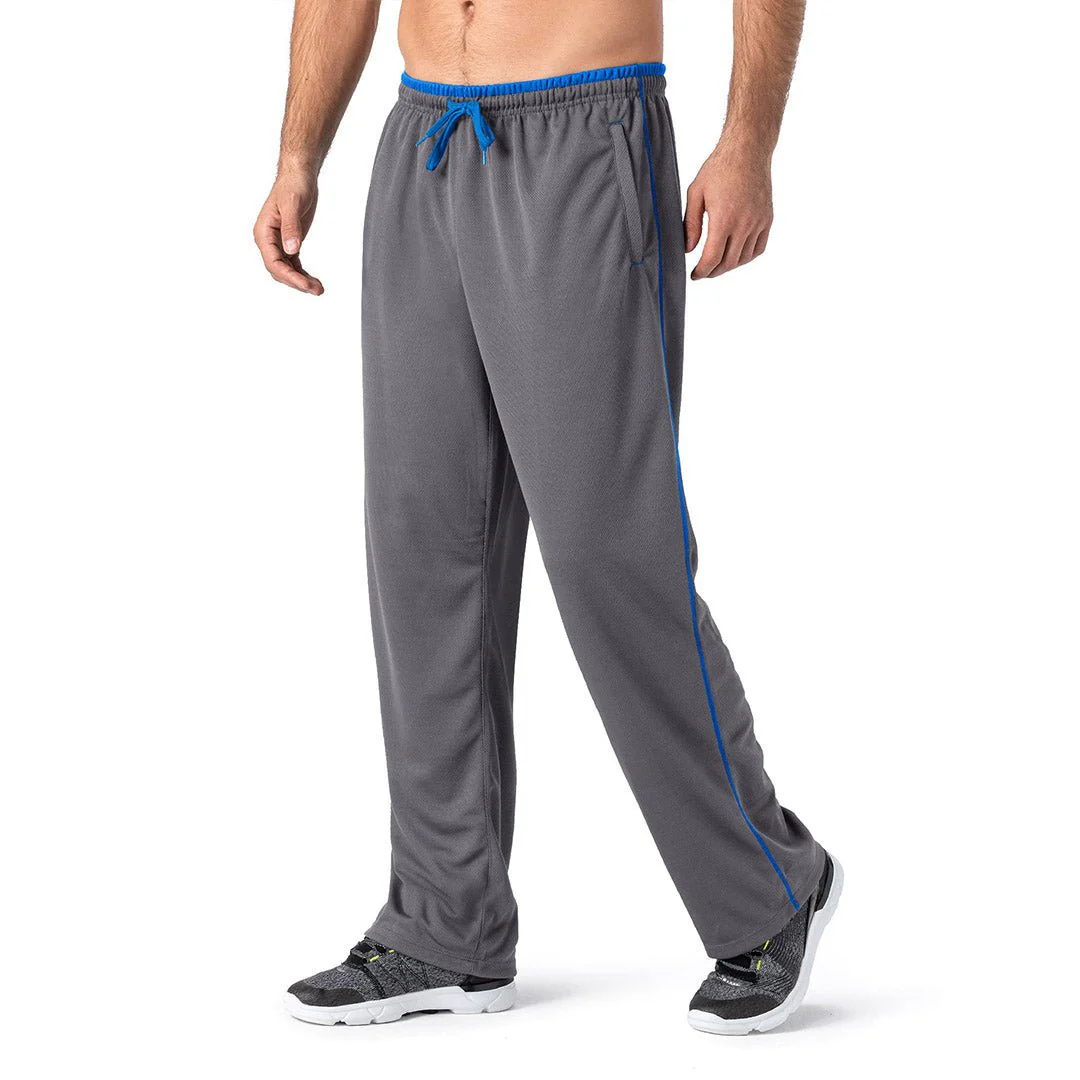 Men's Casual Open Bottom Mesh Sweatpants with Pockets