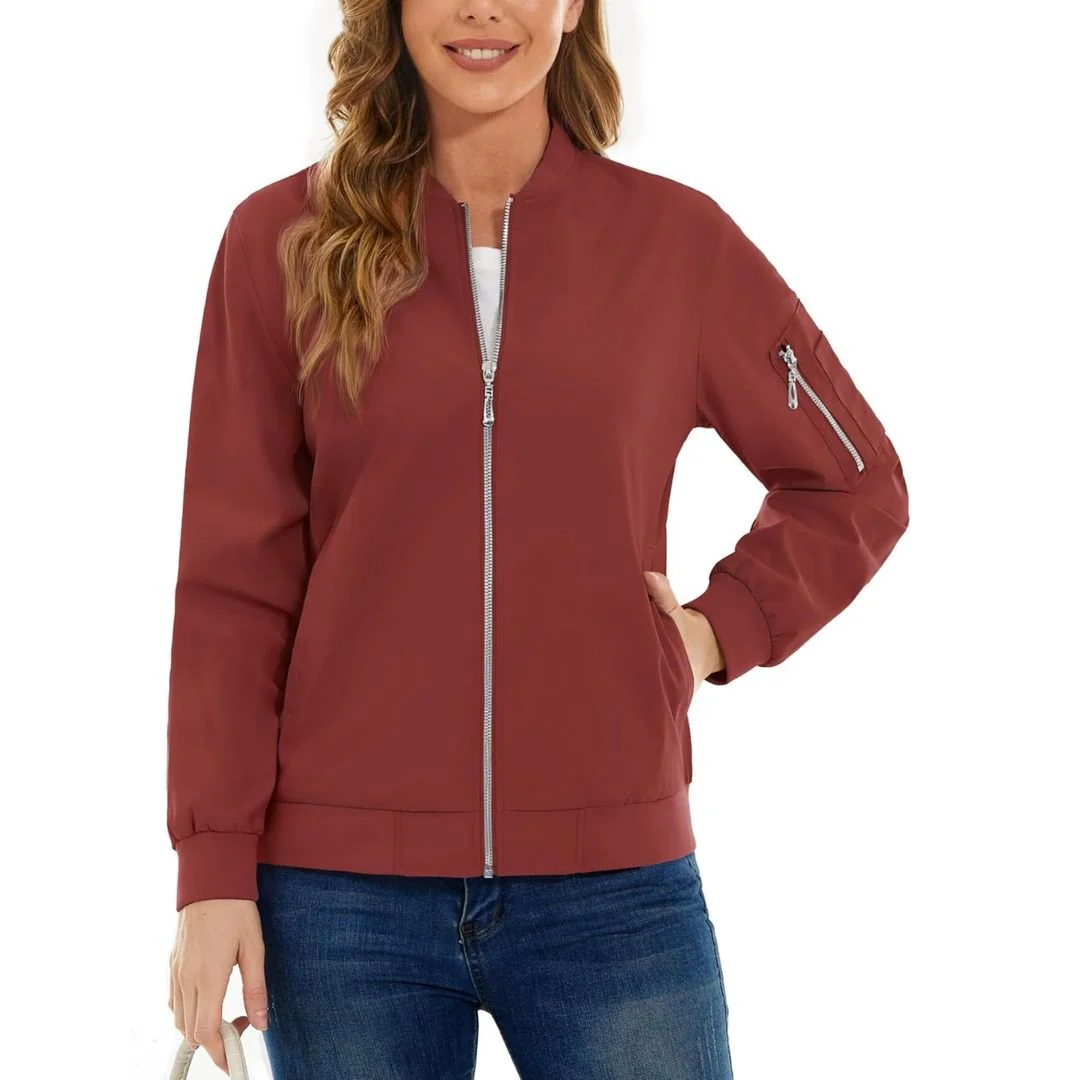 Women's Lightweight Casual Windbreaker Bomber Jackets