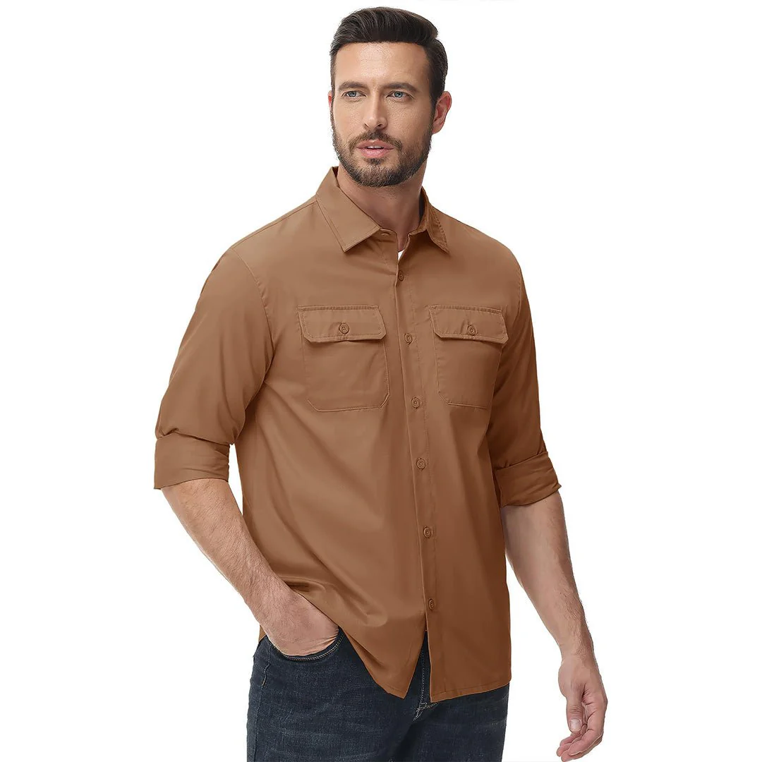 Men's Cotton Casual Button-Up Long Sleeve Shirts