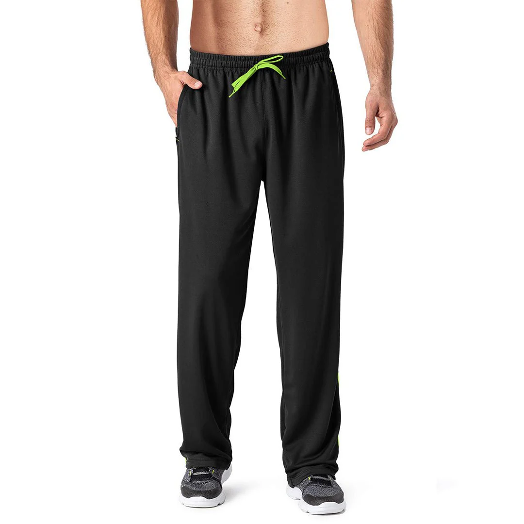 Men's Casual Open Bottom Mesh Sweatpants with Pockets