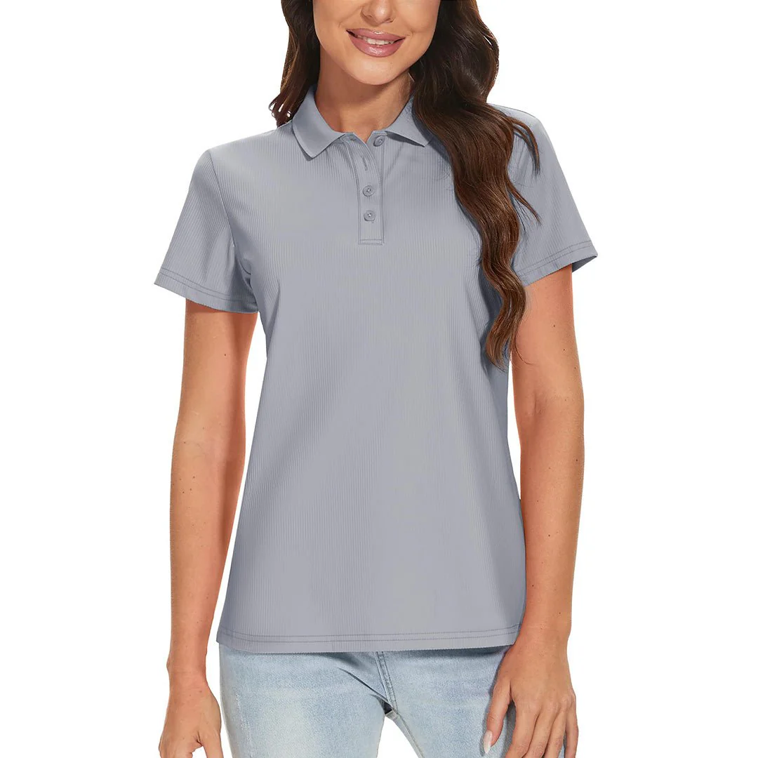 Women's Golf Tennis 4-Button Lightweight Quick-Dry Polo Collared Shirts