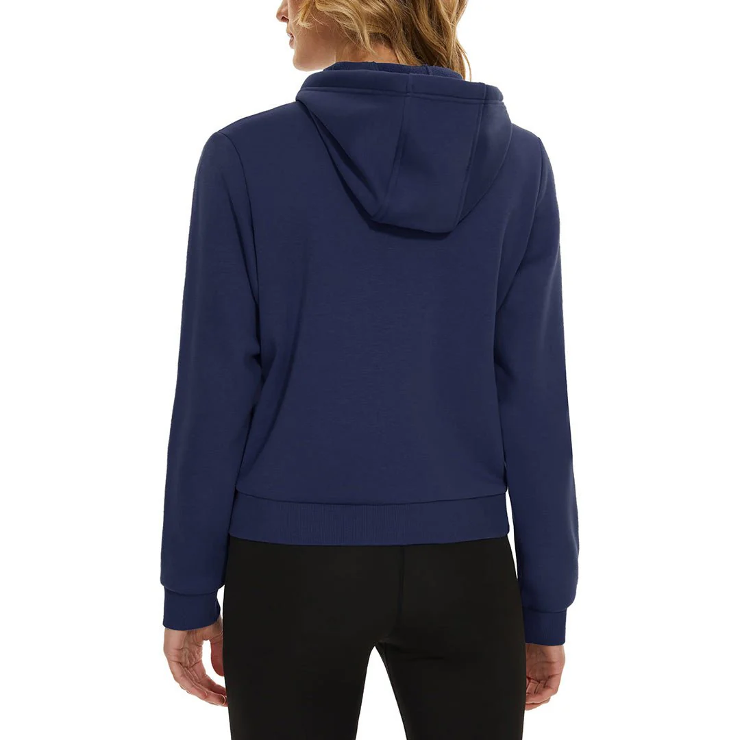Women's Fleece Lined Full Zip Crop Tops Hoodies