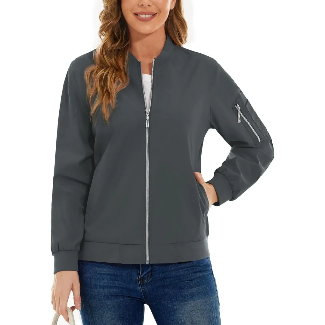 Women's Lightweight Casual Windbreaker Bomber Jackets