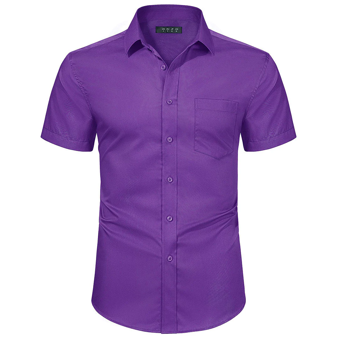 Men's Summer Casual Regular Fit Button Down Short Sleeve T-shirt