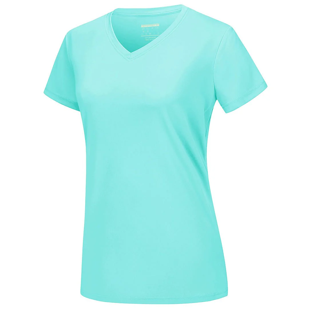 Women's UPF 50+ Sun Protection V-Neck Quick Dry Short Sleeve T-shirts