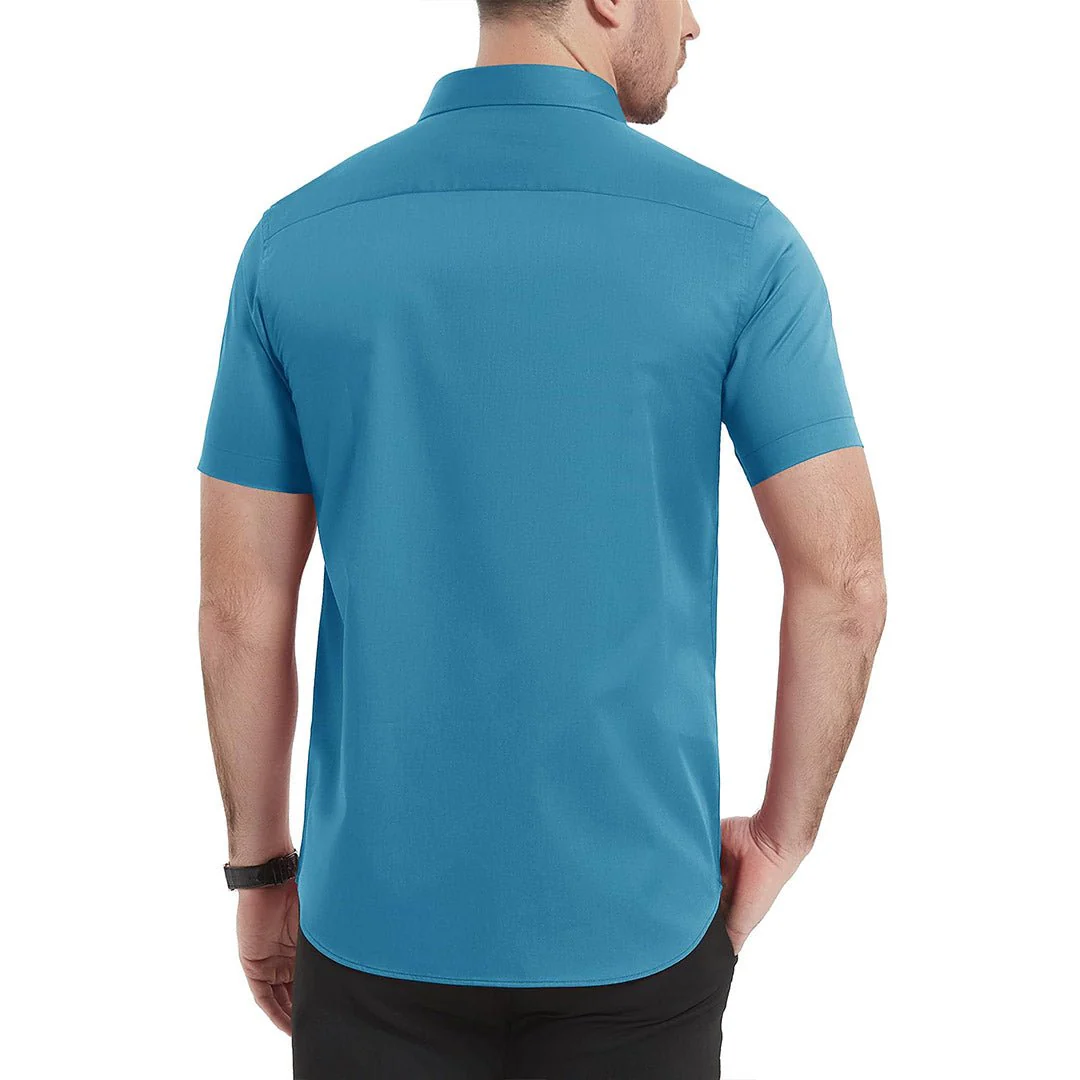 Men's Summer Casual Regular Fit Button Down Short Sleeve T-shirt