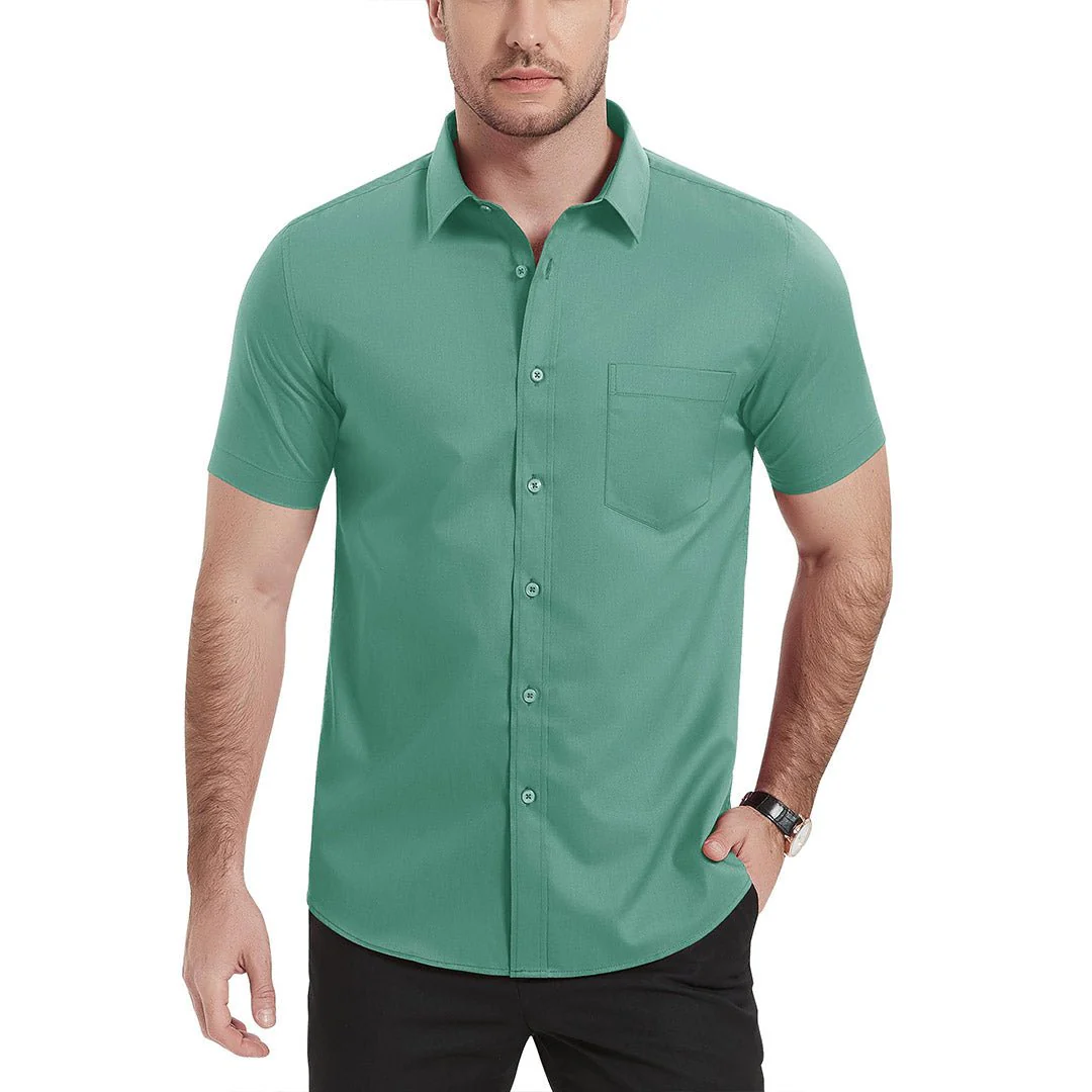 Men's Summer Casual Regular Fit Button Down Short Sleeve T-shirt