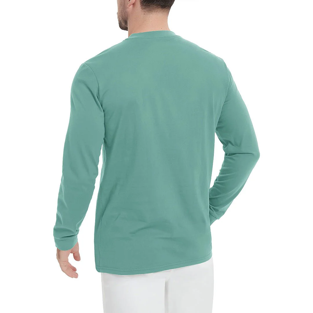 Men's Henley Long Sleeve Cotton Casual Moisture Wicking Shirts