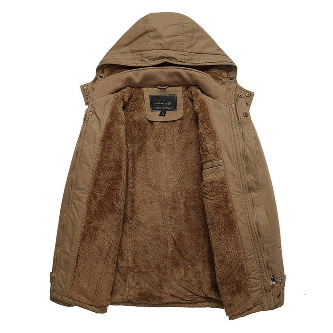 Men's Hood Jackets Thicken Fleece Cotton Work  Winter Coats