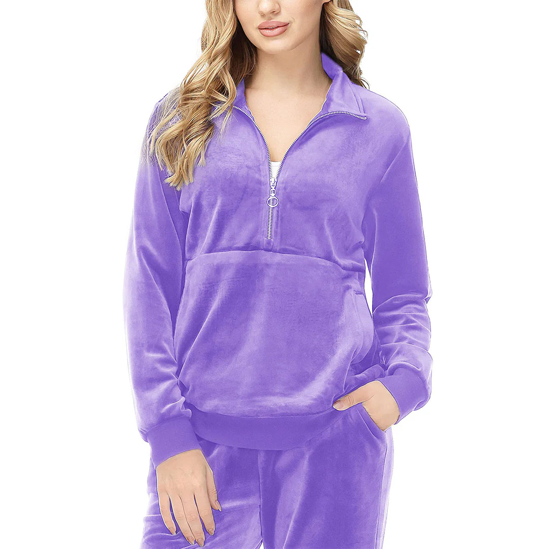 Women's Half Zip Velour Pullovers