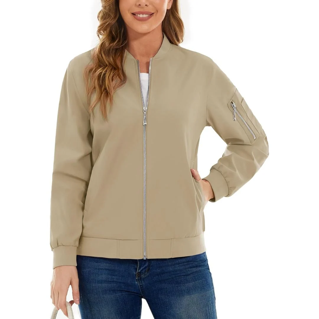Women's Lightweight Casual Windbreaker Bomber Jackets