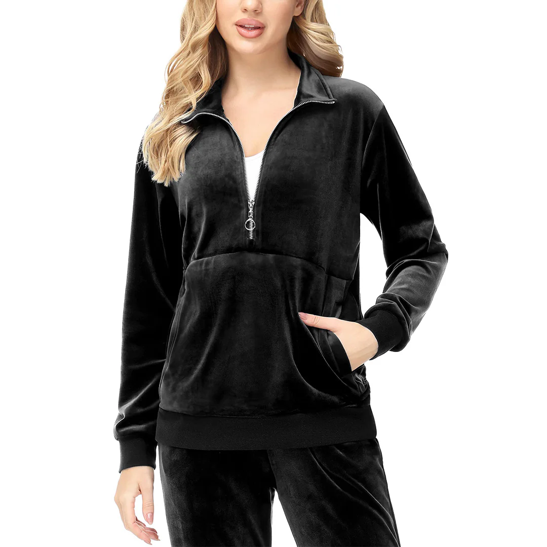 Women's Half Zip Velour Pullovers