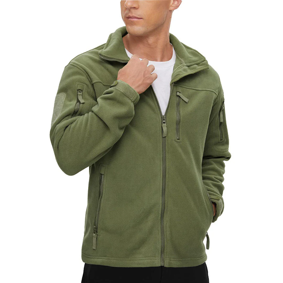 Men's Tactical Fleece Jackets Full Zip Coat with Multi Pockets