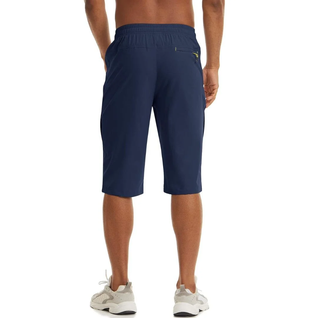 Men's Quick Dry 3/4 Capri Zipper Pockets Long Shorts