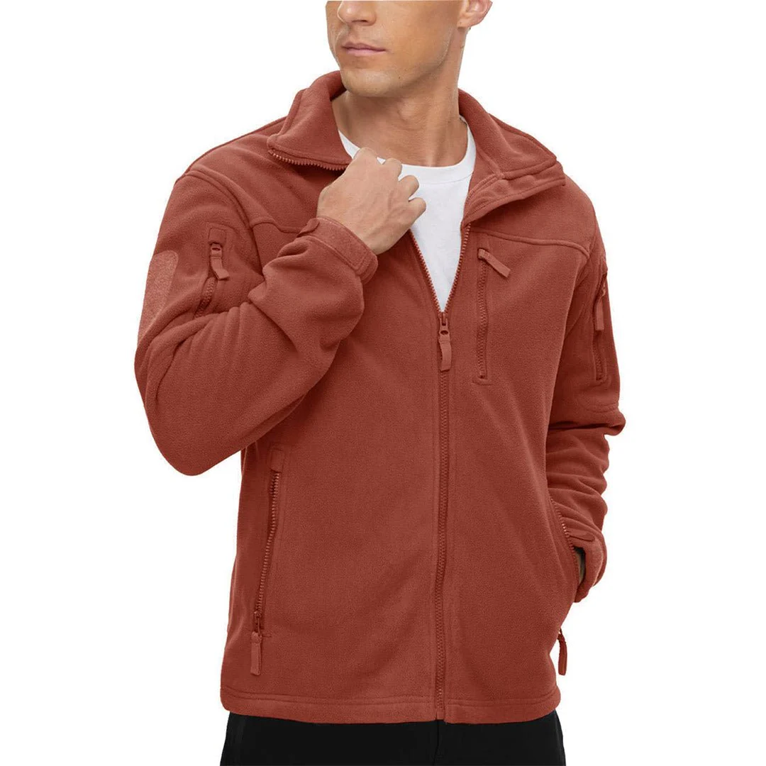 Men's Tactical Fleece Jackets Full Zip Coat with Multi Pockets