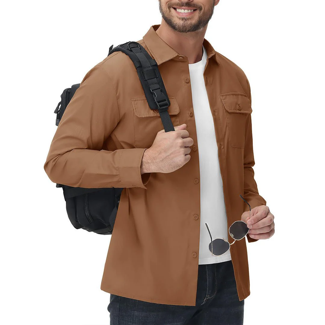 Men's Cotton Casual Button-Up Long Sleeve Shirts