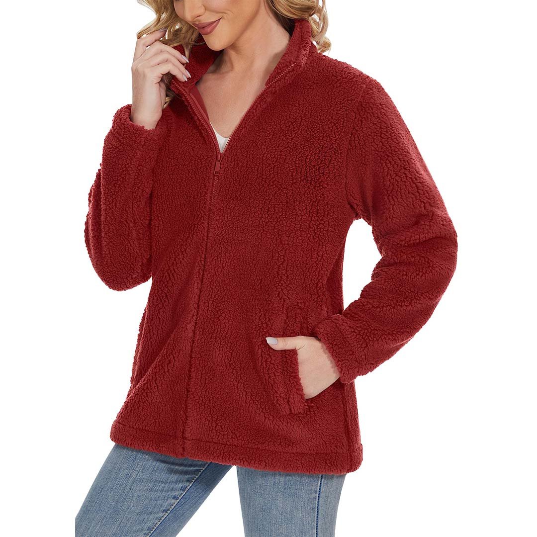Women's Sherpa Fleece Full Zip Fuzzy Jackets
