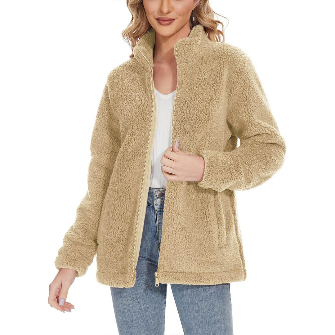 Women's Sherpa Fleece Full Zip Fuzzy Jackets