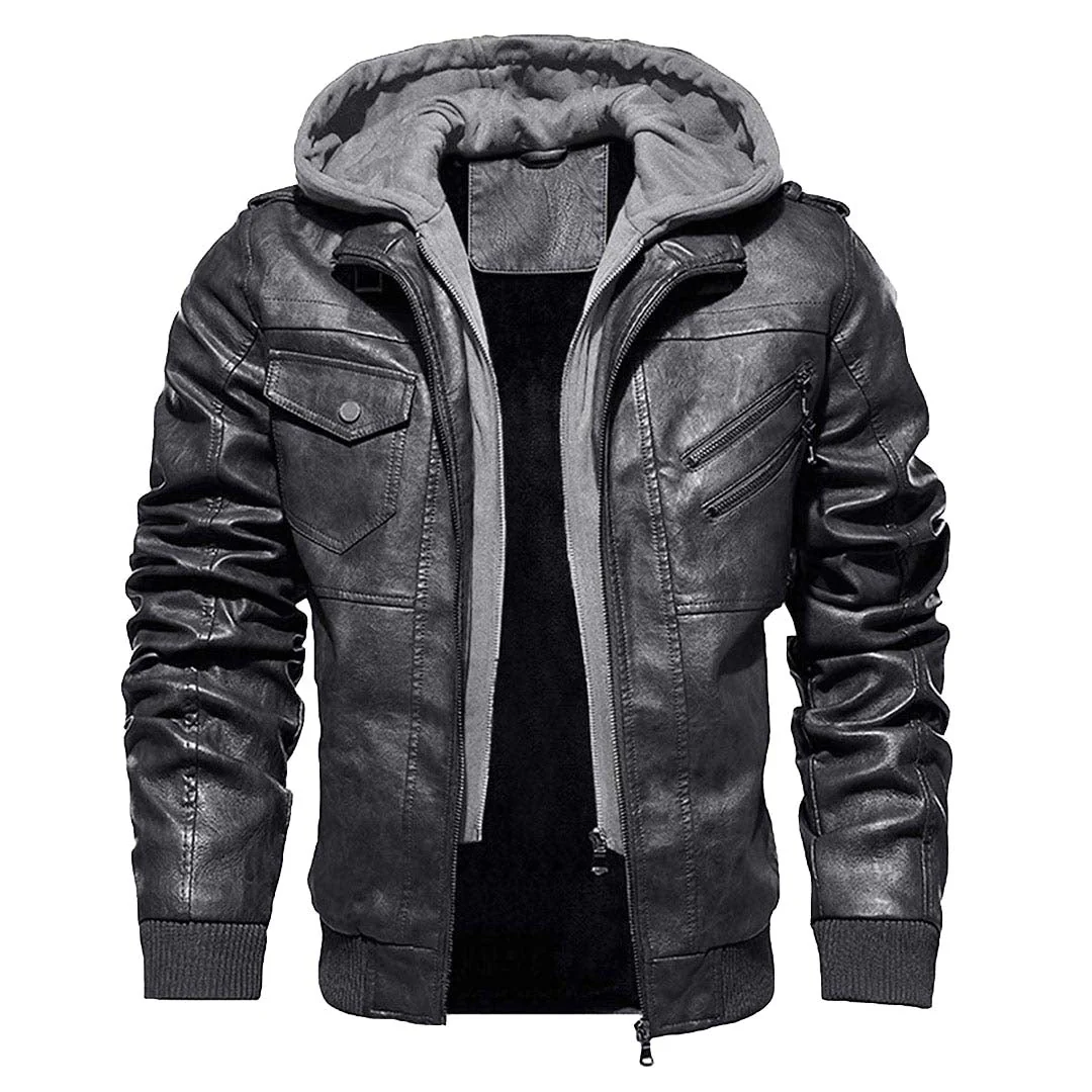 Men's Faux-Leather Jacket Motorcycle Biker Jackets