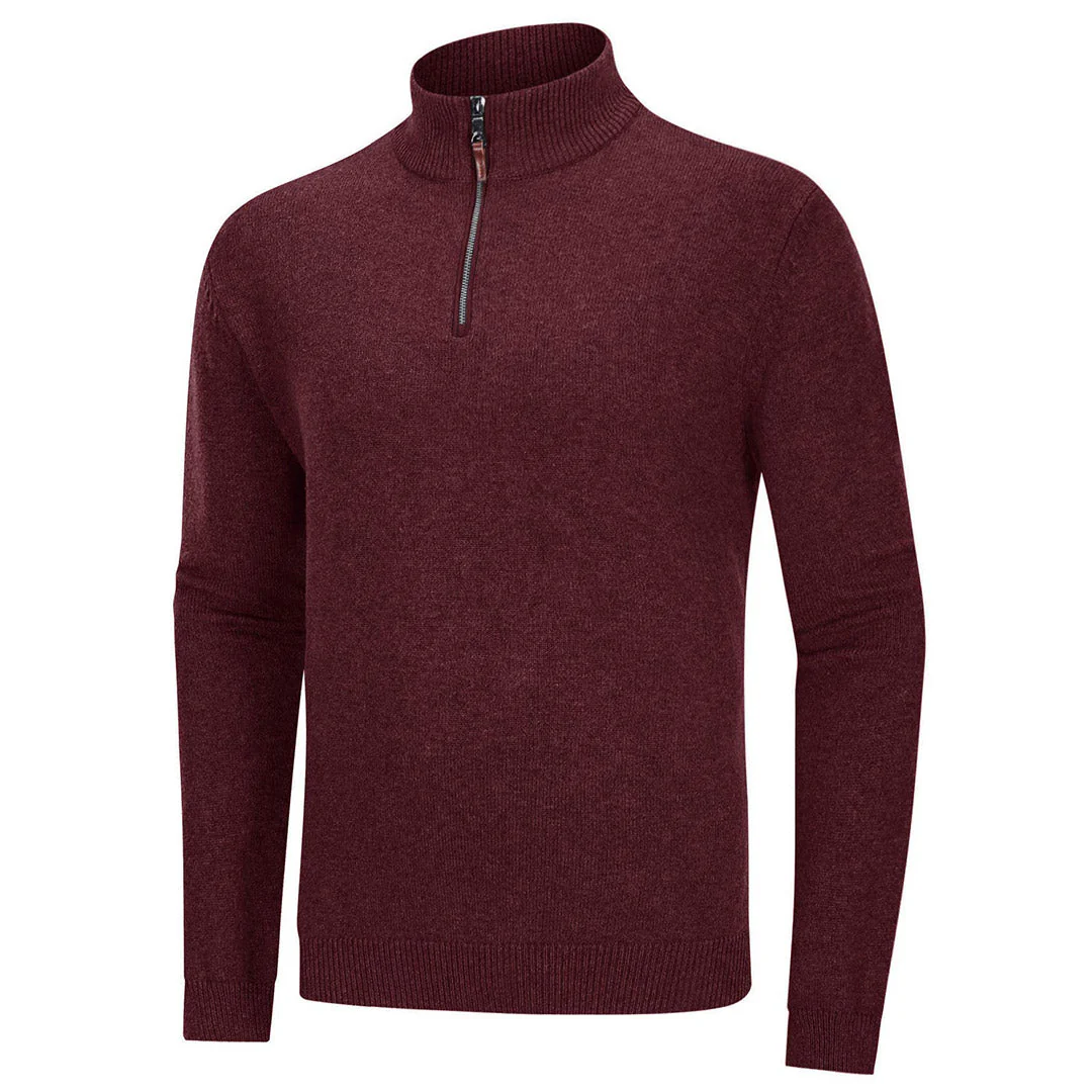 Men's Quarter-Zip Sweater Casual Pullover Knitted Jumper