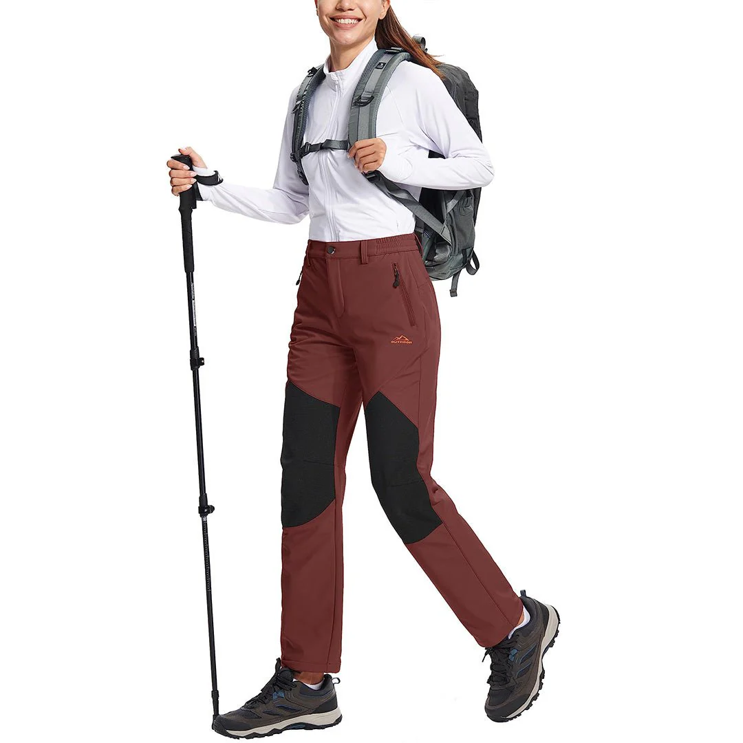Women's Outdoor Windproof Fleece Lined Hiking Softshell Pants