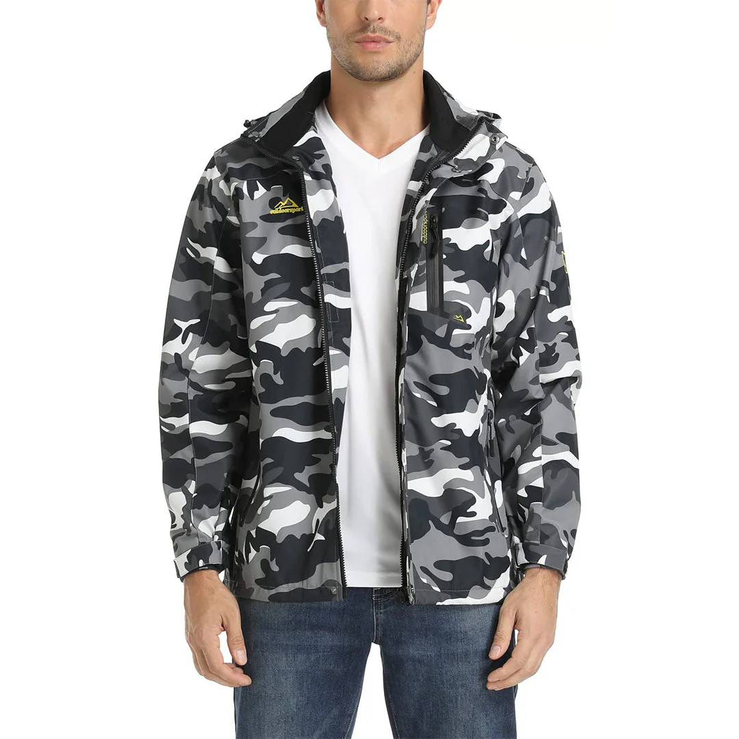 Men's Lightweight Waterproof Windproof Outdoor Hiking Jacket with Zipped Pockets